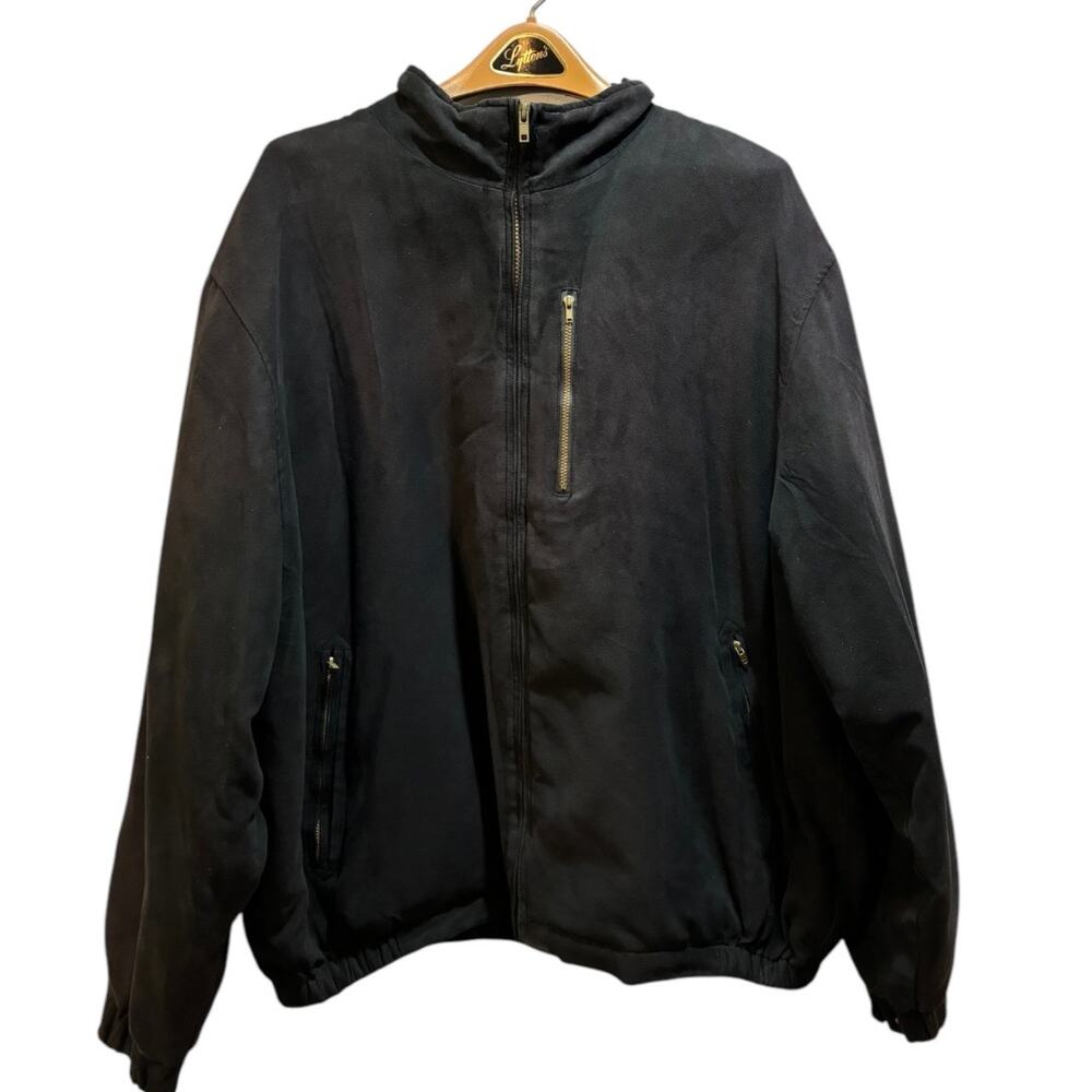 Montage Collection black full zip faux suede jacket men’s 2X
